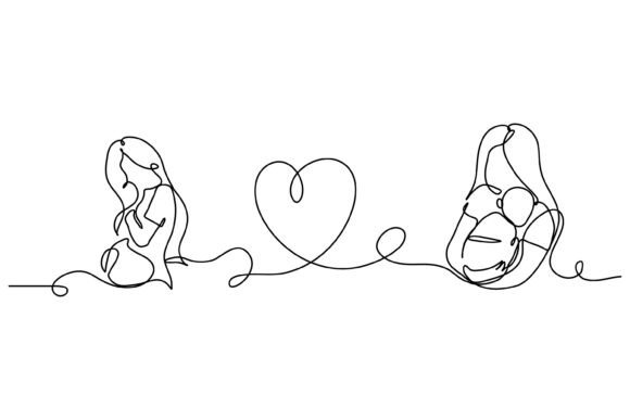 Continuous Line Design of a Mother Graphics
