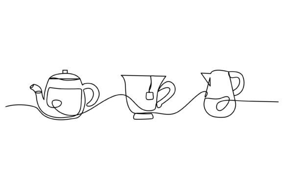 Continuous Line Teapot Graphics & Illustrations