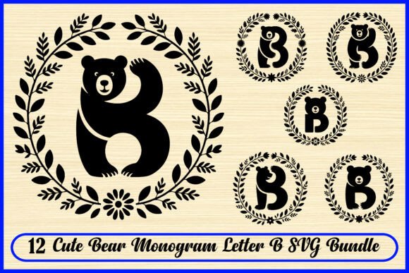 Cute Bear Monogram B Bundle: Graphics & Illustrations