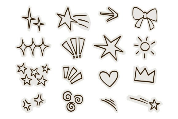 Cute Outline Doodle Elements Bundle: Graphics & Illustrations