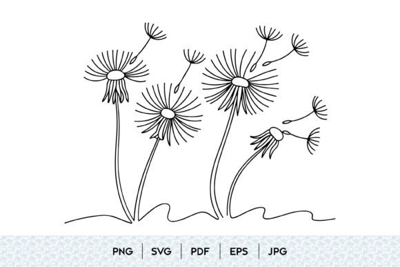Dandelion Flower Line Art Graphics & Illustrations