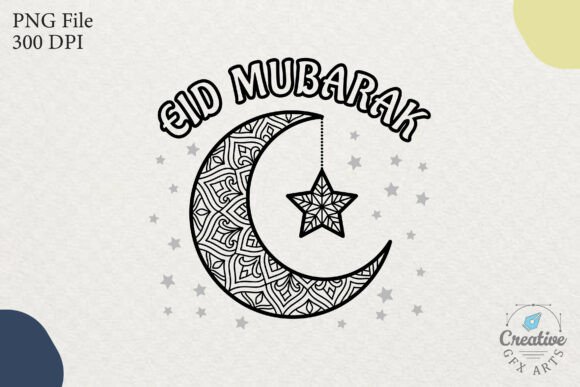 Eid Mubarak Crescent Moon Star SVG PNG Graphics