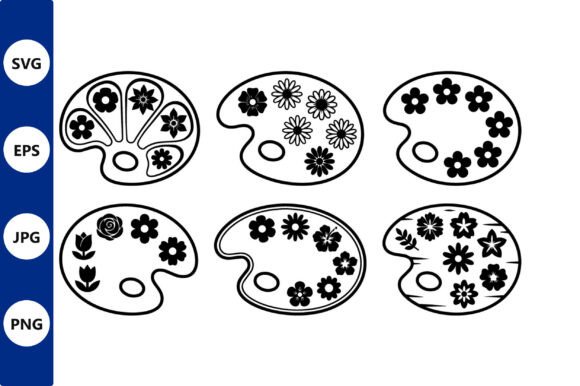 Floral Palette Line Art Set: Graphics & Illustrations