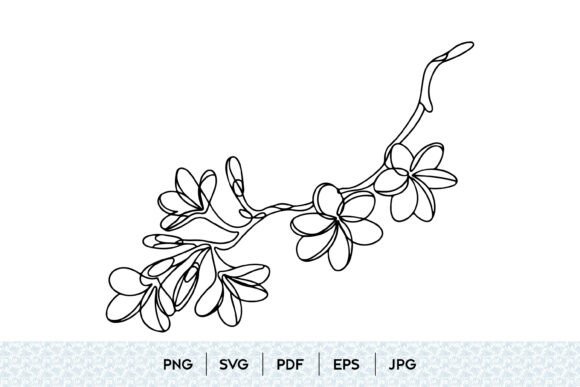 Freesia Flower One Line Art Branch Graphics