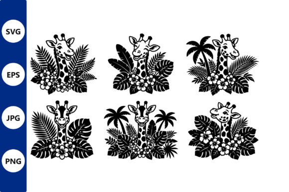 Giraffes in Tropical Foliage Vector: Graphics & Illustrations Review