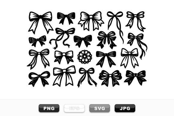 Hand Drawn Bow Clipart Set for Graphics