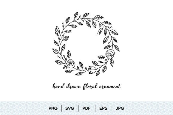 Hand Drawn Floral Wreath Ornament Line Review