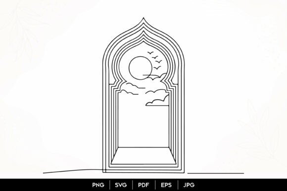 Islamic Arch Window Landscape SVG Graphics & Illustrations
