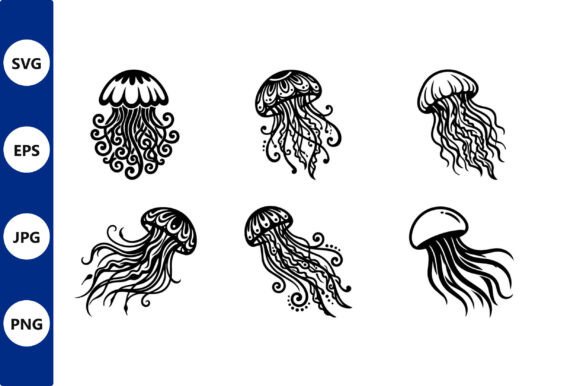 Jellyfish Line Art Black and White Graphics Review