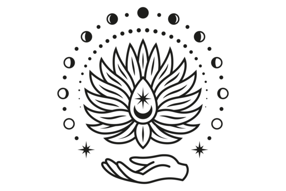 Lunar Flower Drawing Graphics & Illustrations