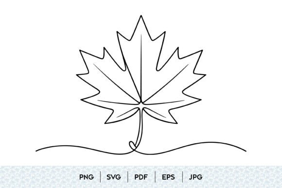 Maple Leaf One Line Art: Graphics & Illustrations