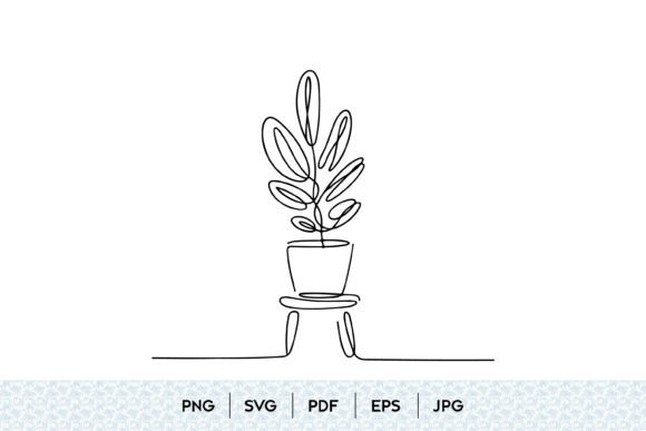 Minimal Potted Plant Line Art SVG: Graphics & Illustrations