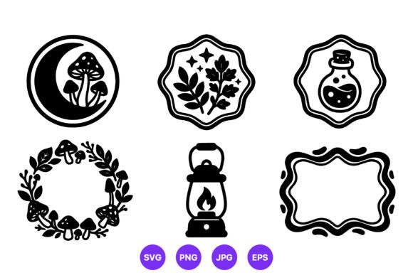 Mushroom Moon Herbs Potion Lantern Graphics
