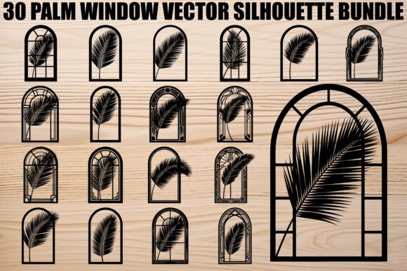 Palm Window Silhouette Bundle: Graphics & Illustrations