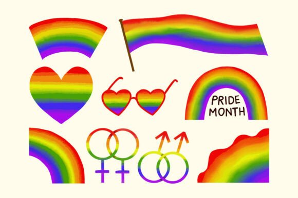 Rainbow Pride Elements SVG Bundle Set Graphics
