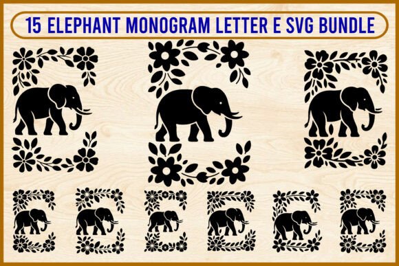 Review: 15 Elephant Monogram Letter E SVG Bundle