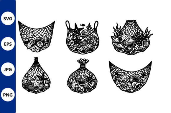Seashell Baskets Black and White Graphics Review