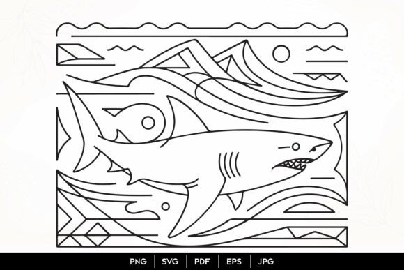 Shark Ocean Line Art SVG Design Review