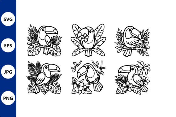Toucans Line Art Graphics & Illustrations