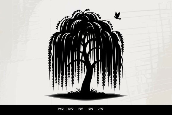 Willow Tree Silhouette SVG: Graphics & Illustrations