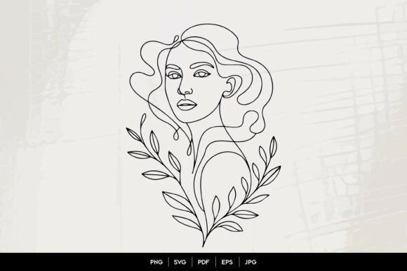 Woman Portrait Line Art SVG: Graphics & Illustrations